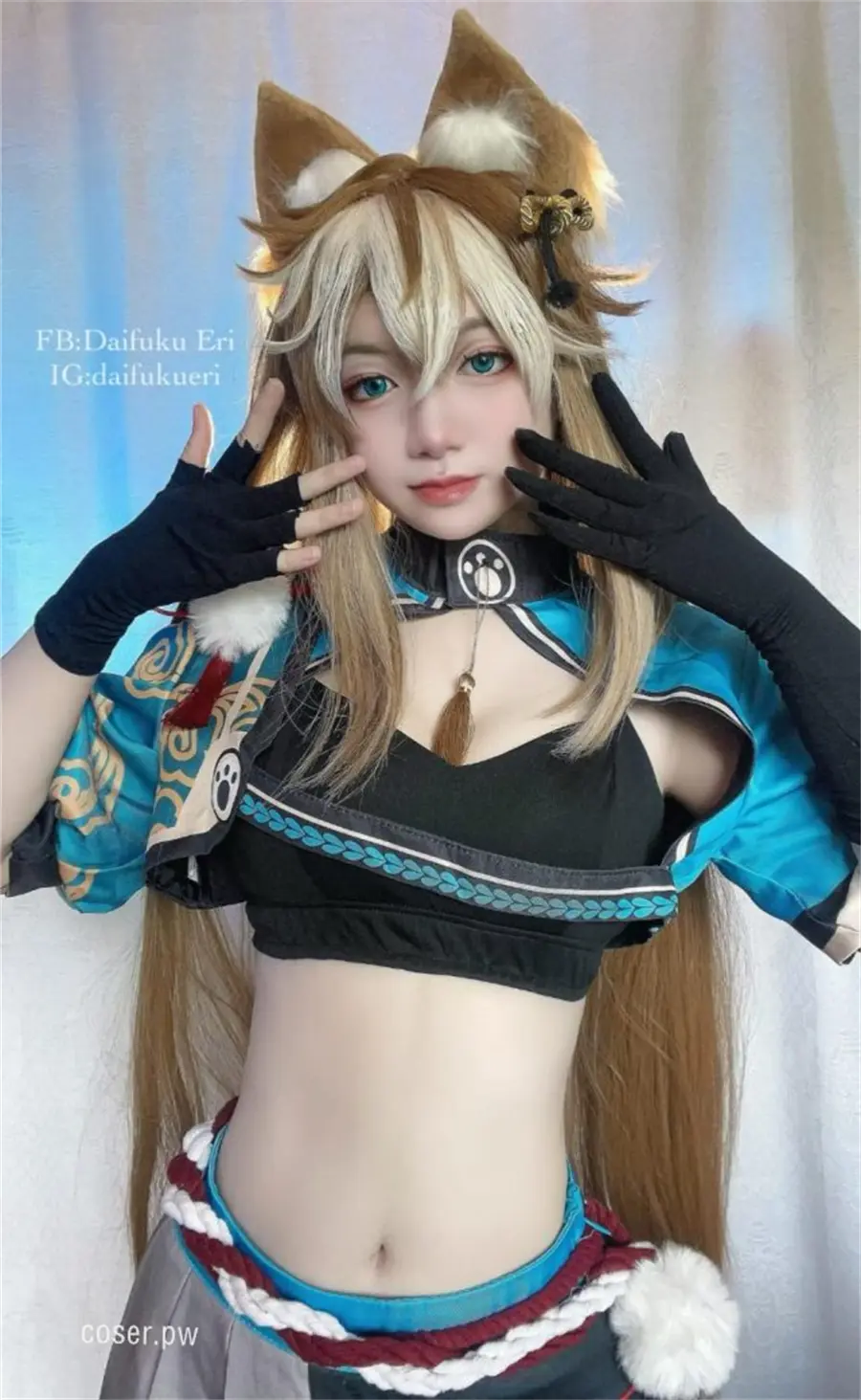 泰国Coser Daifuku_Eri化身《原神》五郎：俏皮可爱！-4