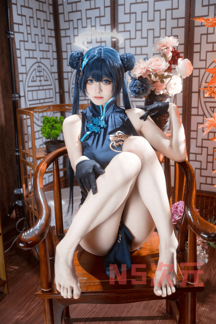 九柒喵新图九柒喵妃咲旗袍COSPLAY-4