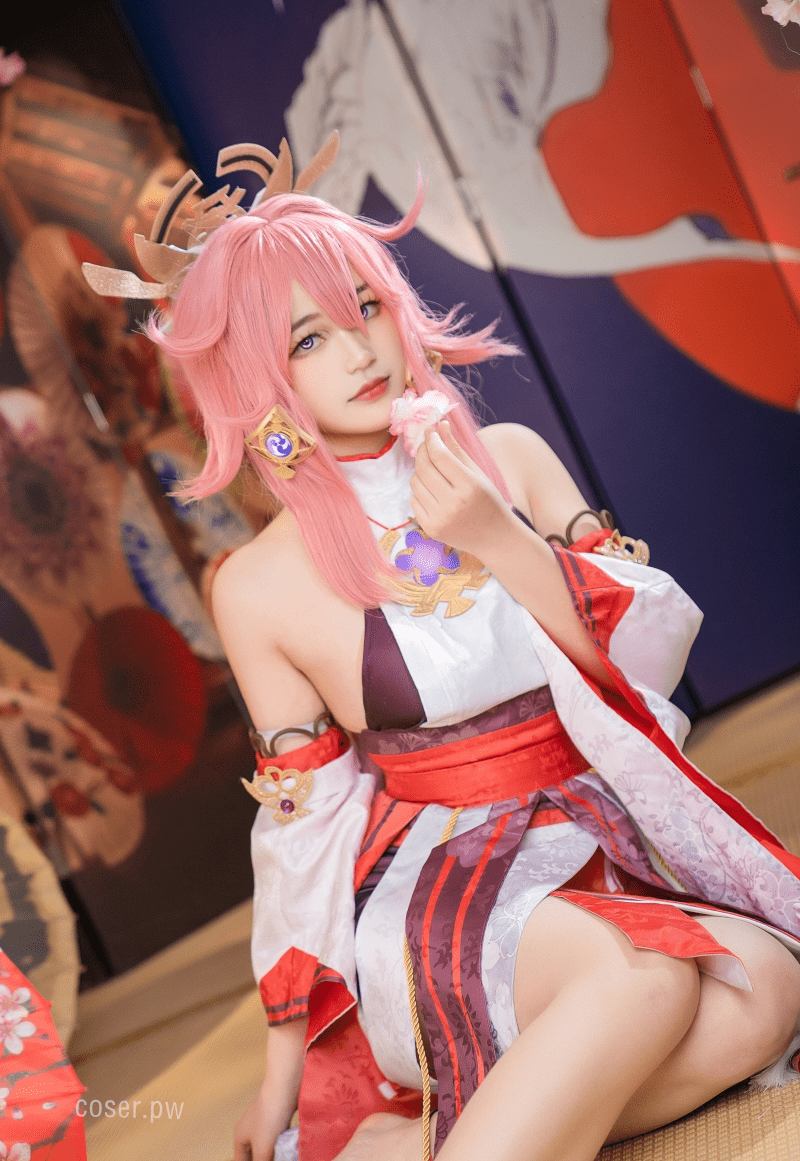 喵喵的喵吖的八重神子COSPLAY，精准还原每一个细节-1