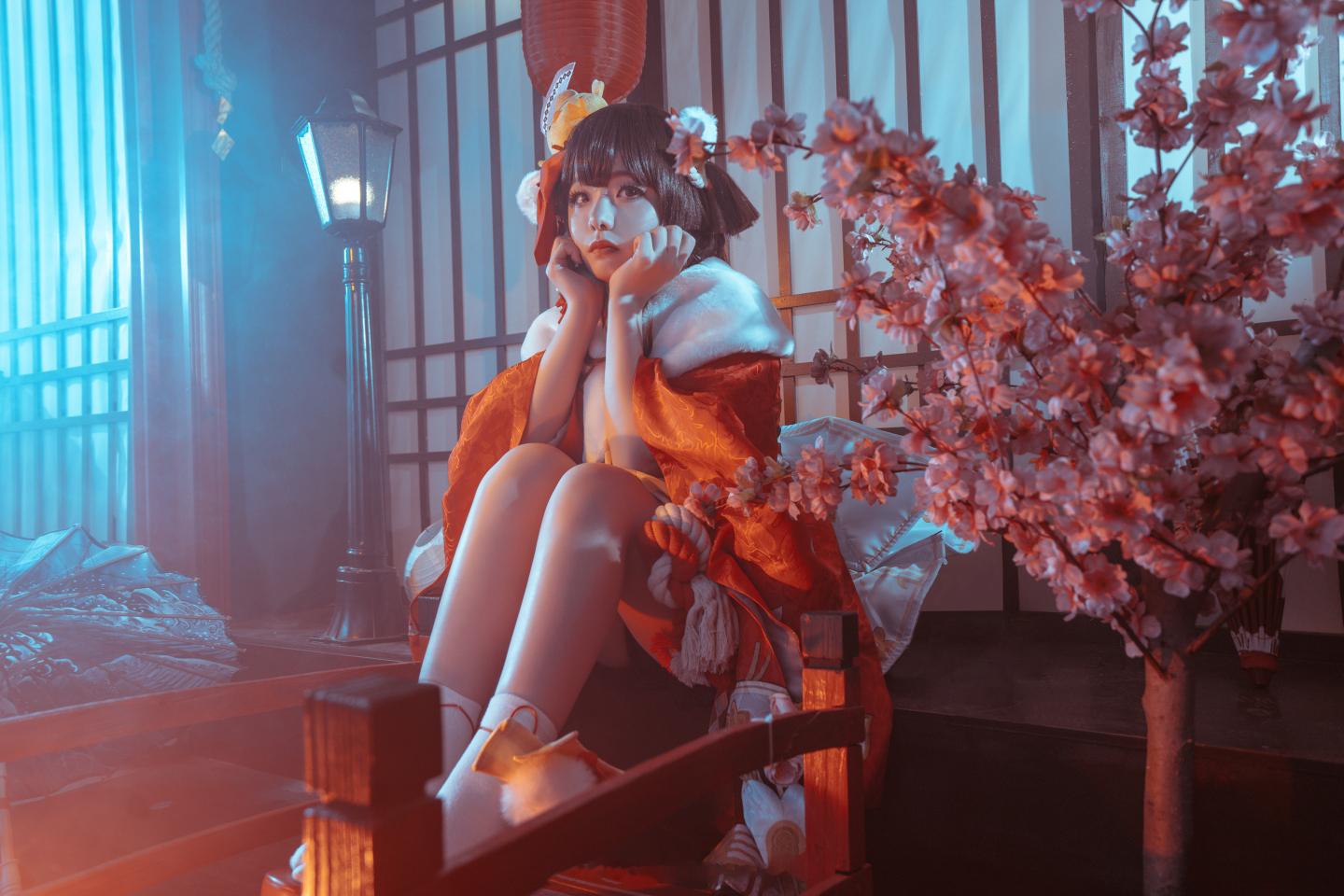 《阴阳师》神乐莺燕鸣樱皮肤cosplay图（CN：旺财大仙EX）-1