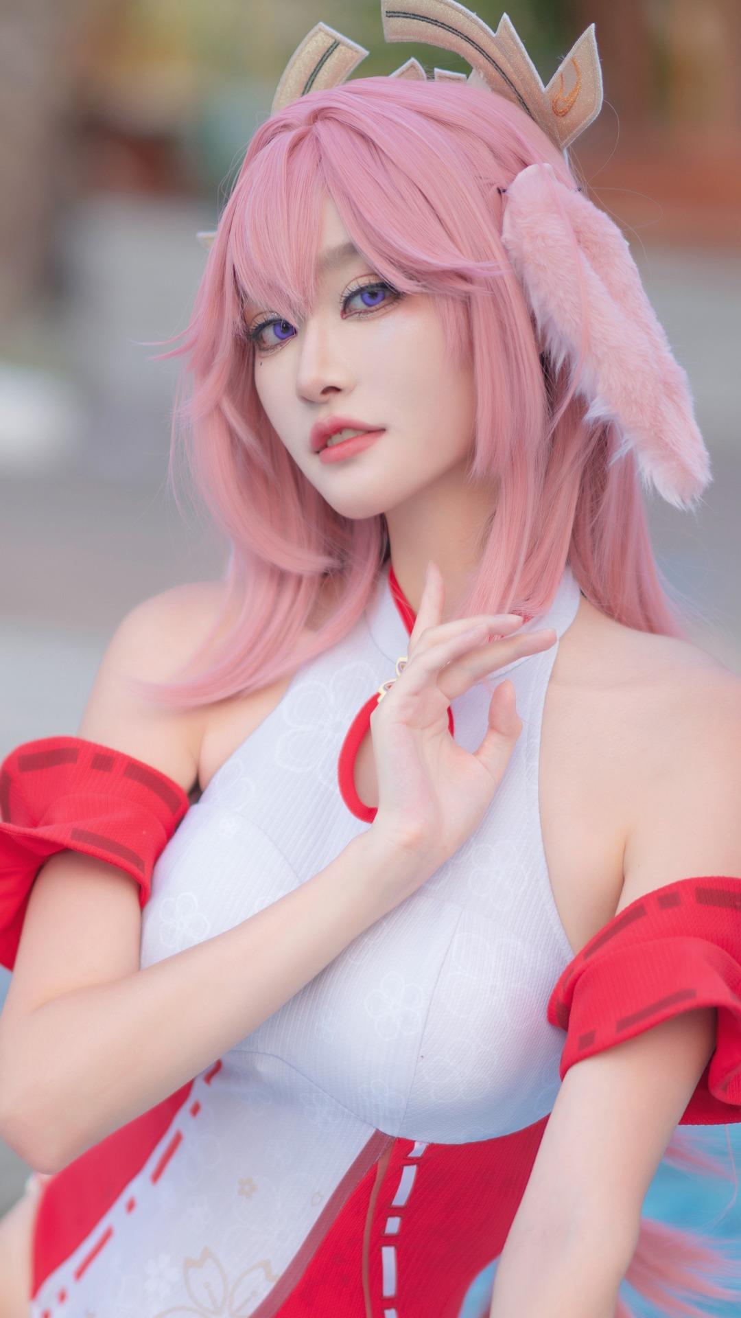 《原神》八重神子 泳装COS图(CN:沧霁桔梗)-1 《原神》八重神子 泳装COS图(CN:沧霁桔梗)-1